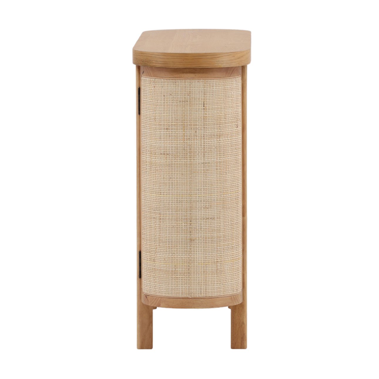 Natural Rubber Wood, Oak Veneer and Cane Sideboard 47 in Wide