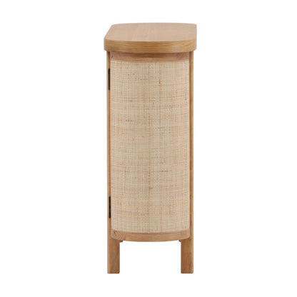 Natural Rubber Wood, Oak Veneer and Cane Sideboard 47 in Wide