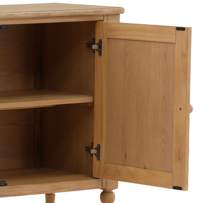 Natural Pine Wood and Oak Veneer Sideboard 84 in Wide