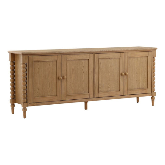 Natural Pine Wood and Oak Veneer Sideboard 84 in Wide