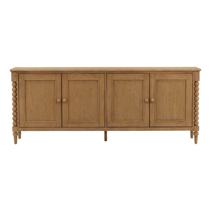 Natural Pine Wood and Oak Veneer Sideboard 84 in Wide
