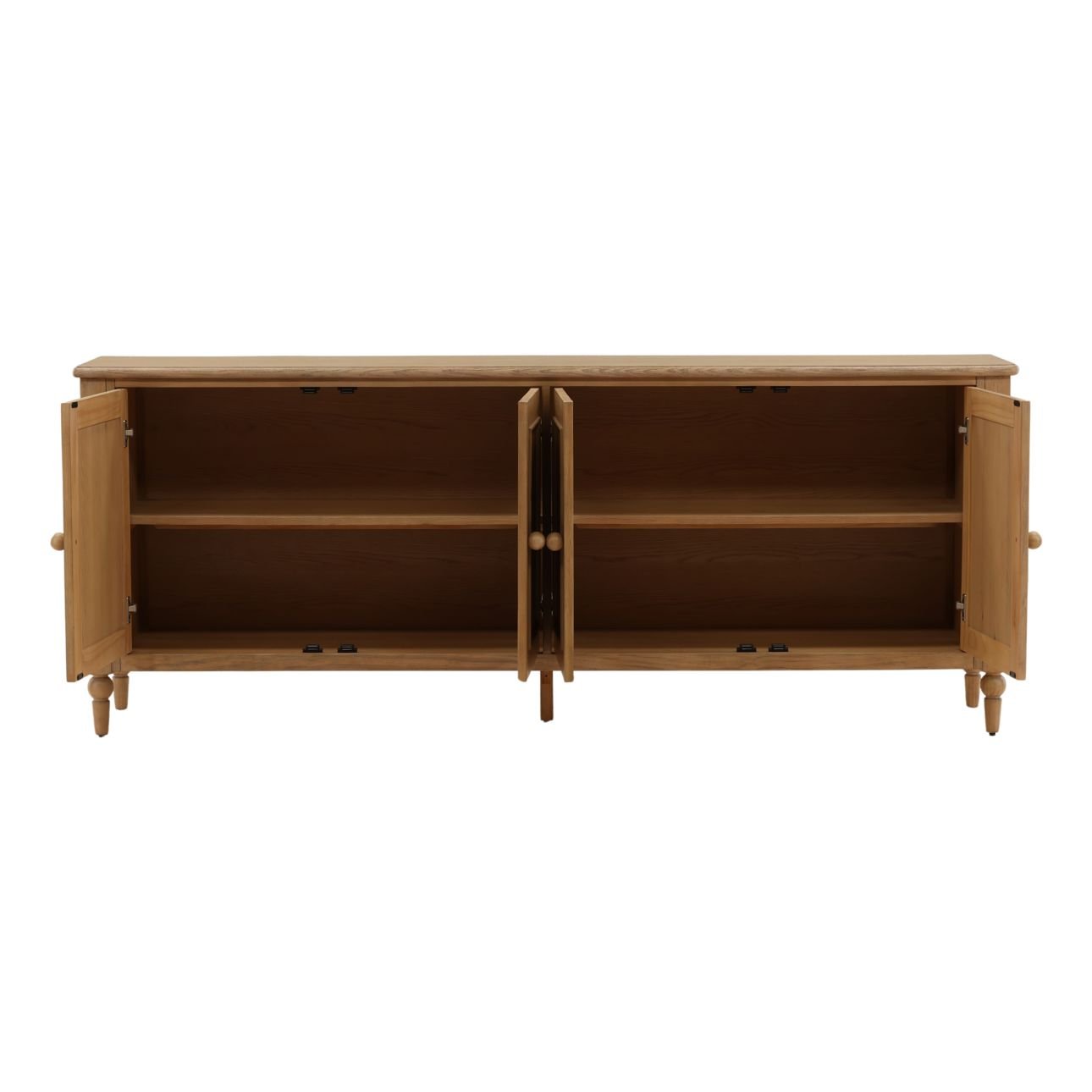 Natural Pine Wood and Oak Veneer Sideboard 84 in Wide