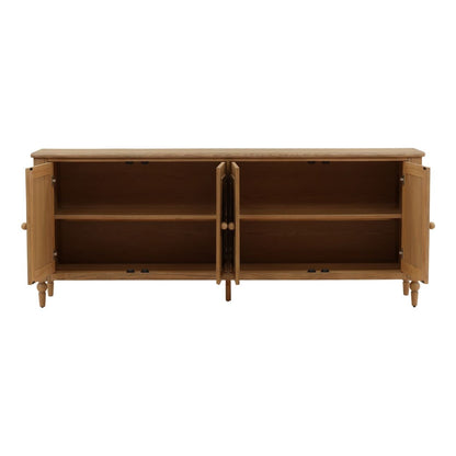 Natural Pine Wood and Oak Veneer Sideboard 84 in Wide