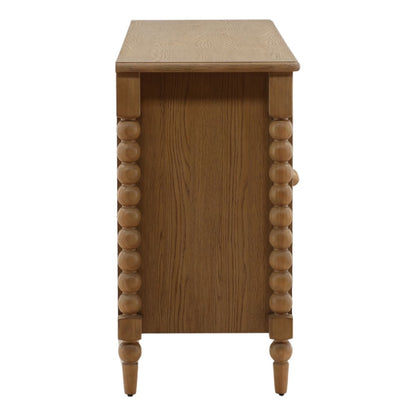 Natural Pine Wood and Oak Veneer Sideboard 84 in Wide