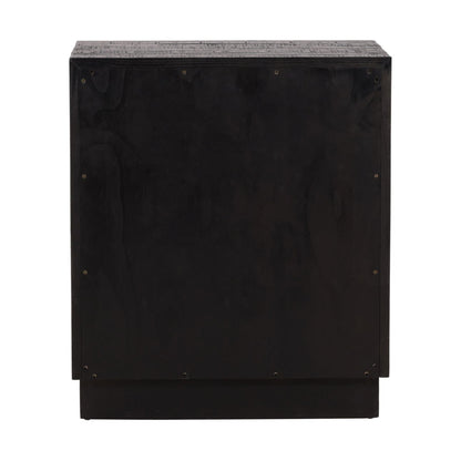 Black and Antique Nickel Handles Pine Wood Nightstand 26 in Wide