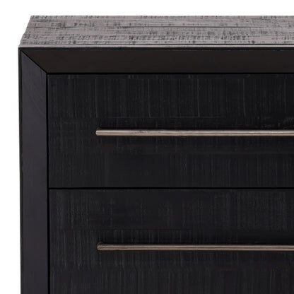 Black and Antique Nickel Handles Pine Wood Nightstand 26 in Wide