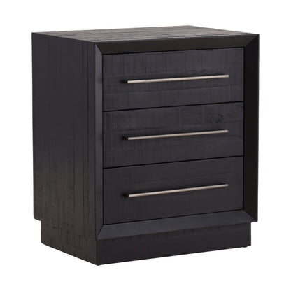 Black and Antique Nickel Handles Pine Wood Nightstand 26 in Wide