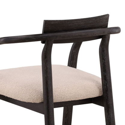 Everest Cream and Black Boucle Fabric and Rubber Wood Veneer Chair 24 in Wide