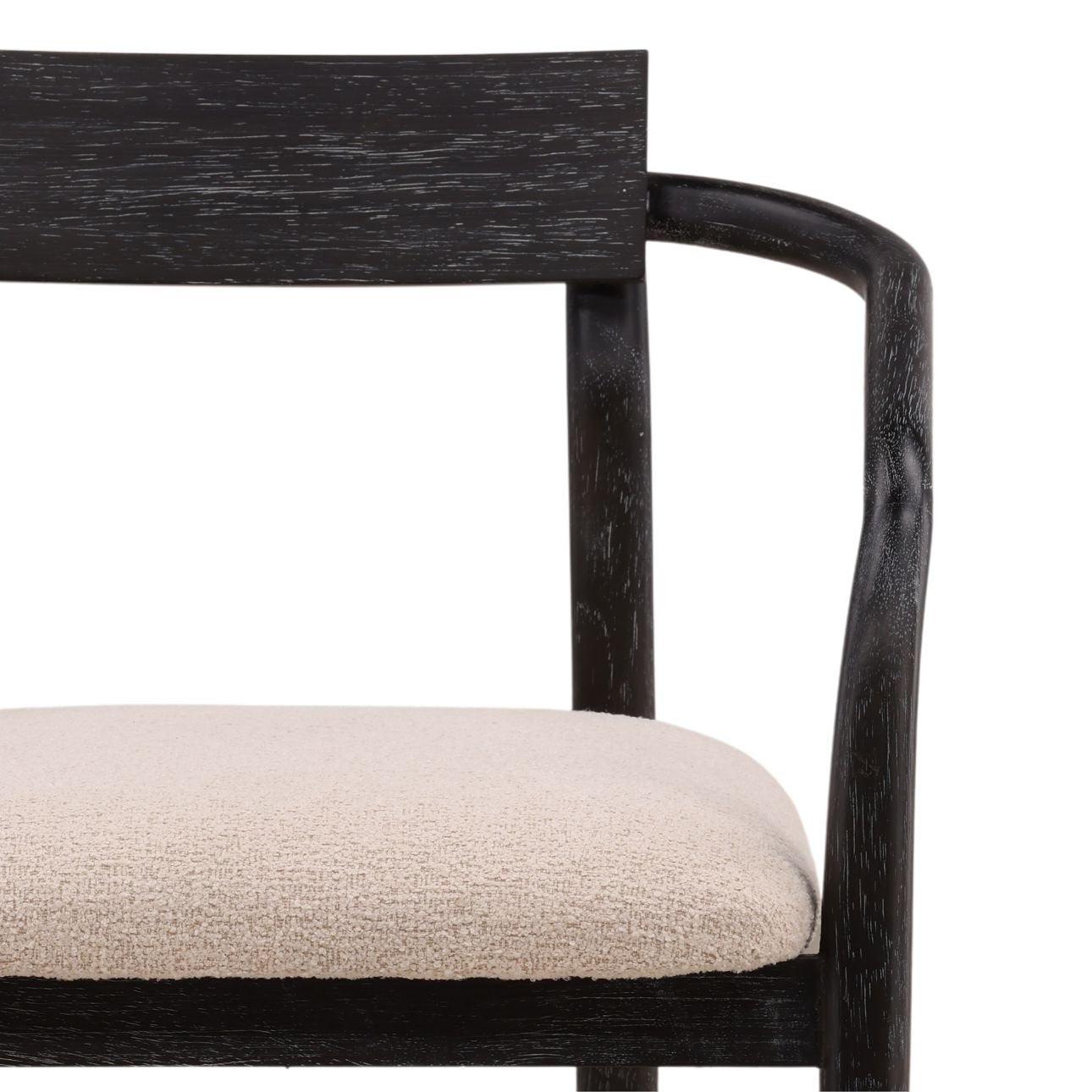 Everest Cream and Black Boucle Fabric and Rubber Wood Veneer Chair 24 in Wide