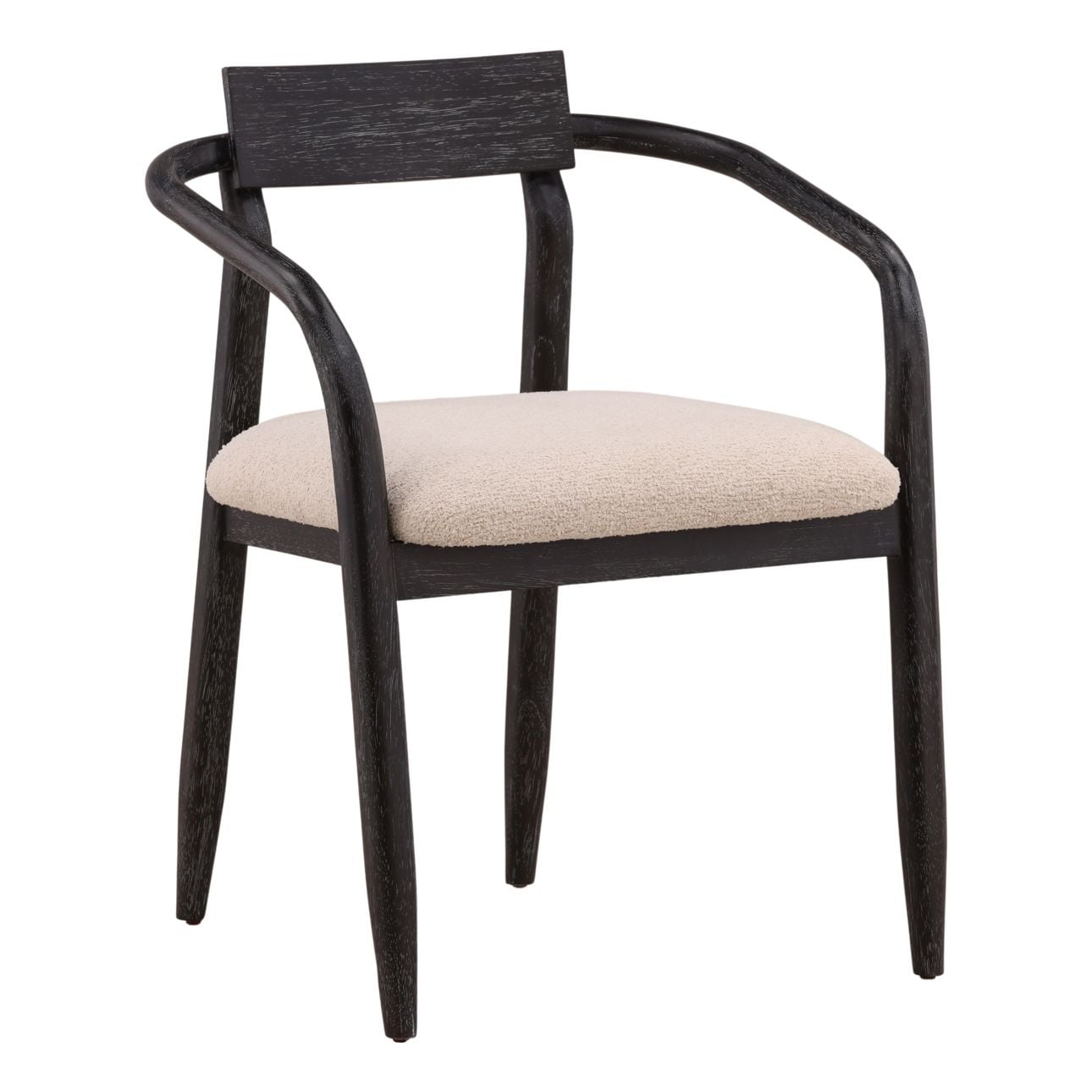 Everest Cream and Black Boucle Fabric and Rubber Wood Veneer Chair 24 in Wide