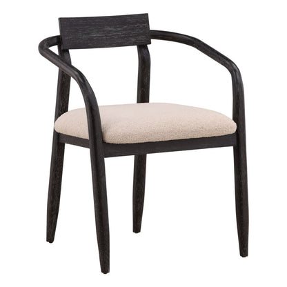 Everest Cream and Black Boucle Fabric and Rubber Wood Veneer Chair 24 in Wide