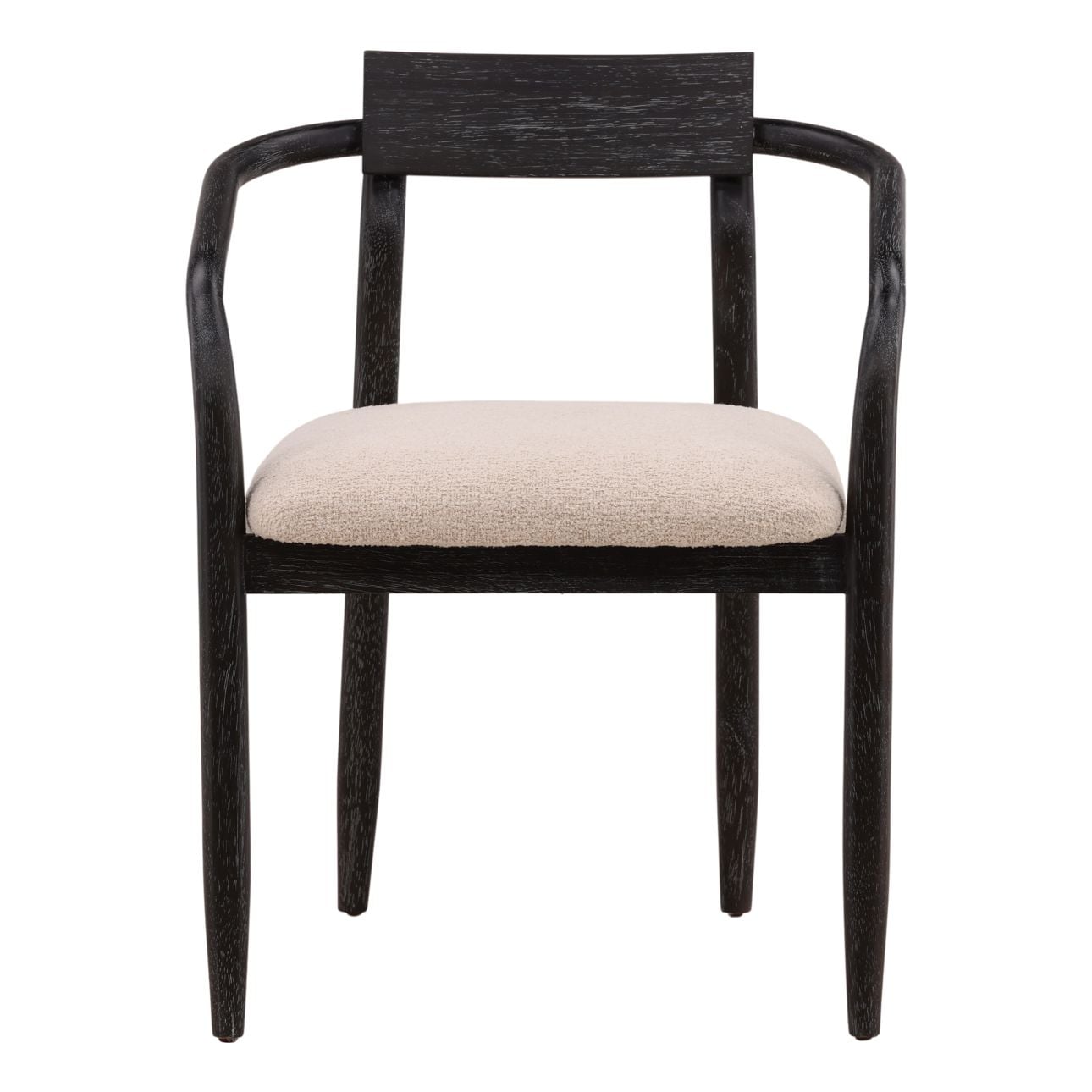 Everest Cream and Black Boucle Fabric and Rubber Wood Veneer Chair 24 in Wide