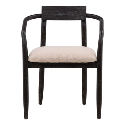 Everest Cream and Black Boucle Fabric and Rubber Wood Veneer Chair 24 in Wide