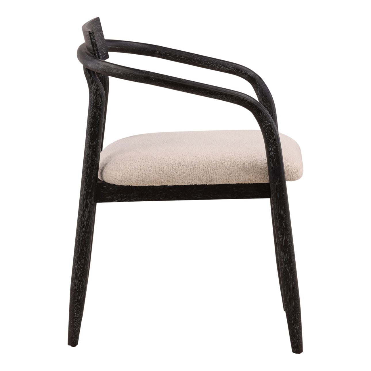 Everest Cream and Black Boucle Fabric and Rubber Wood Veneer Chair 24 in Wide
