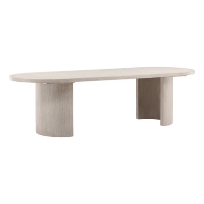 Light Grey Rubber Wood and Oak Veneer Table 109 in Wide