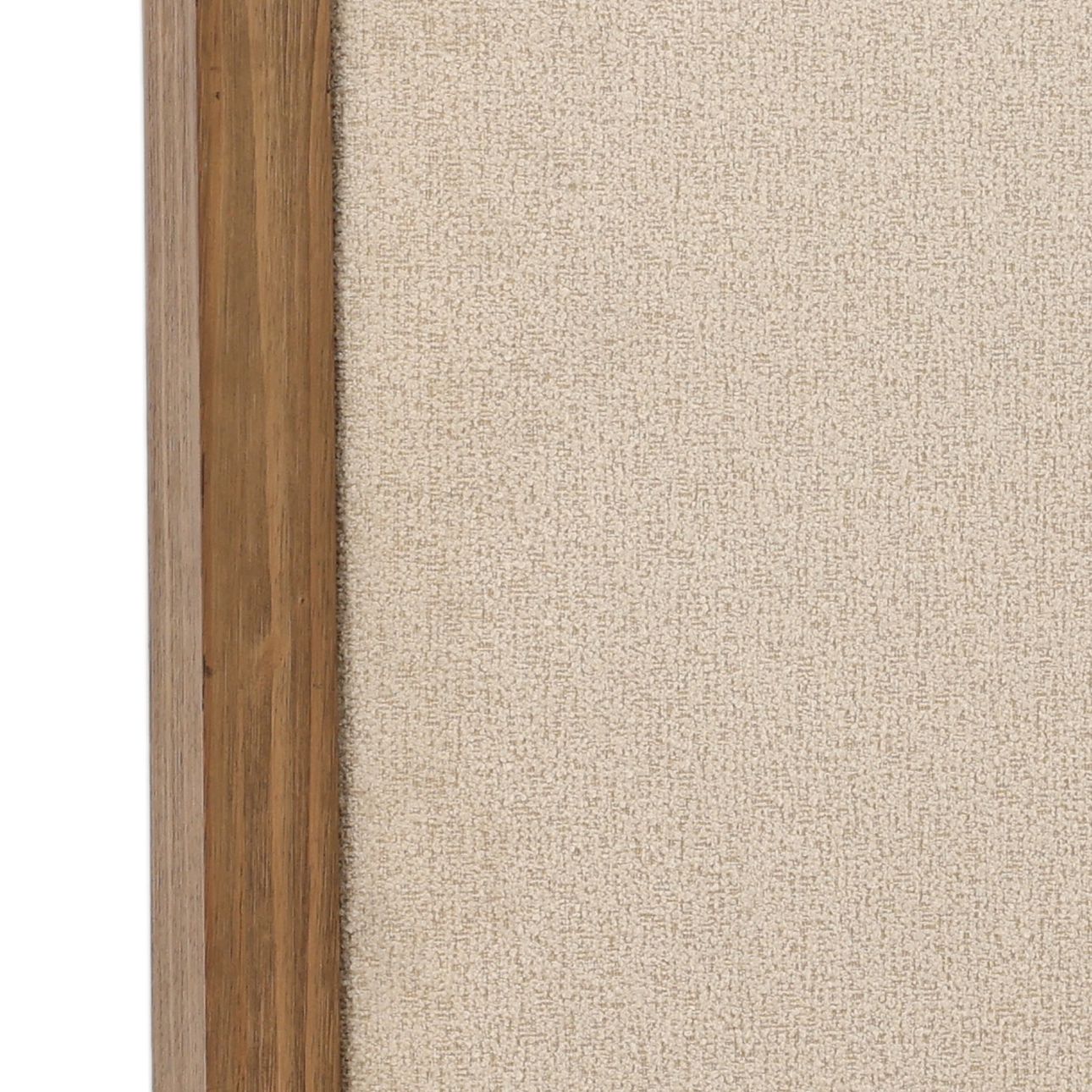 Everest Cream and Dark Brown Boucle Fabric, Solid Pine Wood and Pine Veneer Bed 64.5 in Wide