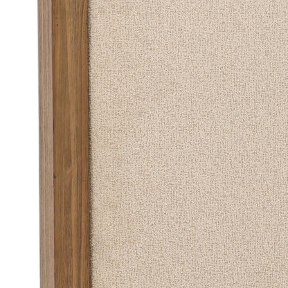 Everest Cream and Dark Brown Boucle Fabric, Solid Pine Wood and Pine Veneer Bed 64.5 in Wide