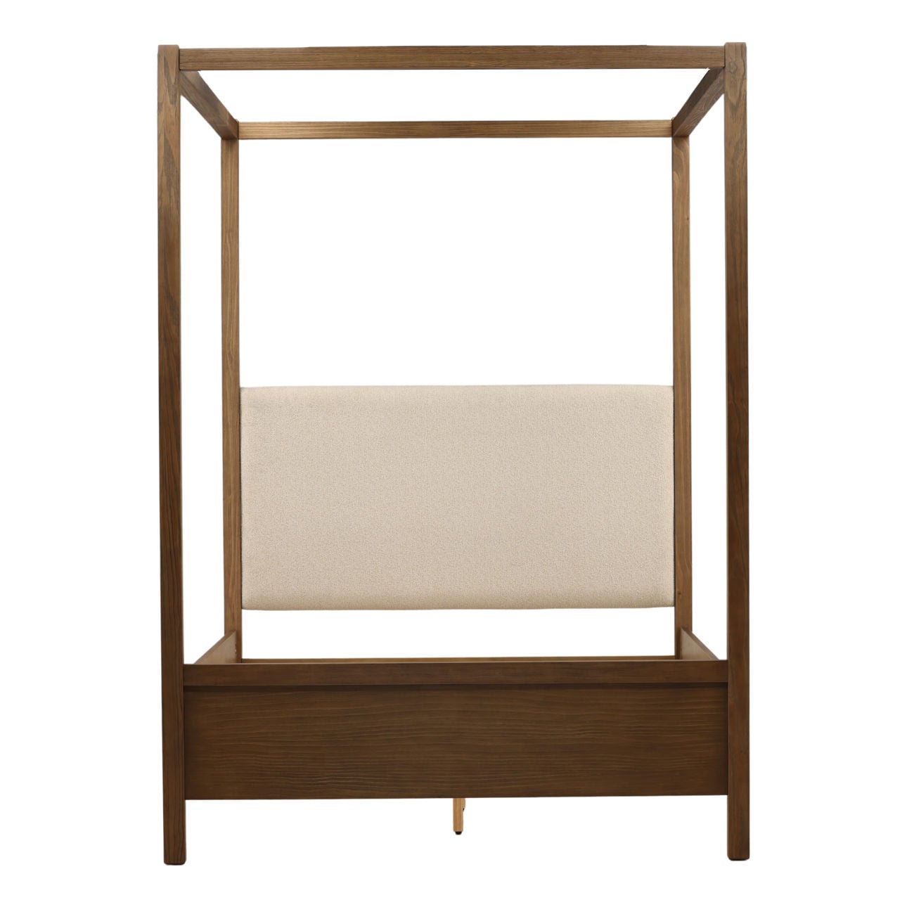 Everest Cream and Dark Brown Boucle Fabric, Solid Pine Wood and Pine Veneer Bed 64.5 in Wide