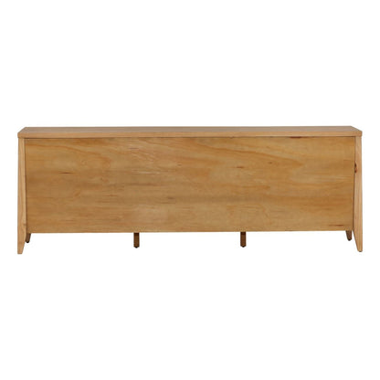 Brown Rubber Wood and Oak Veneer Sideboard 95.5 in Wide