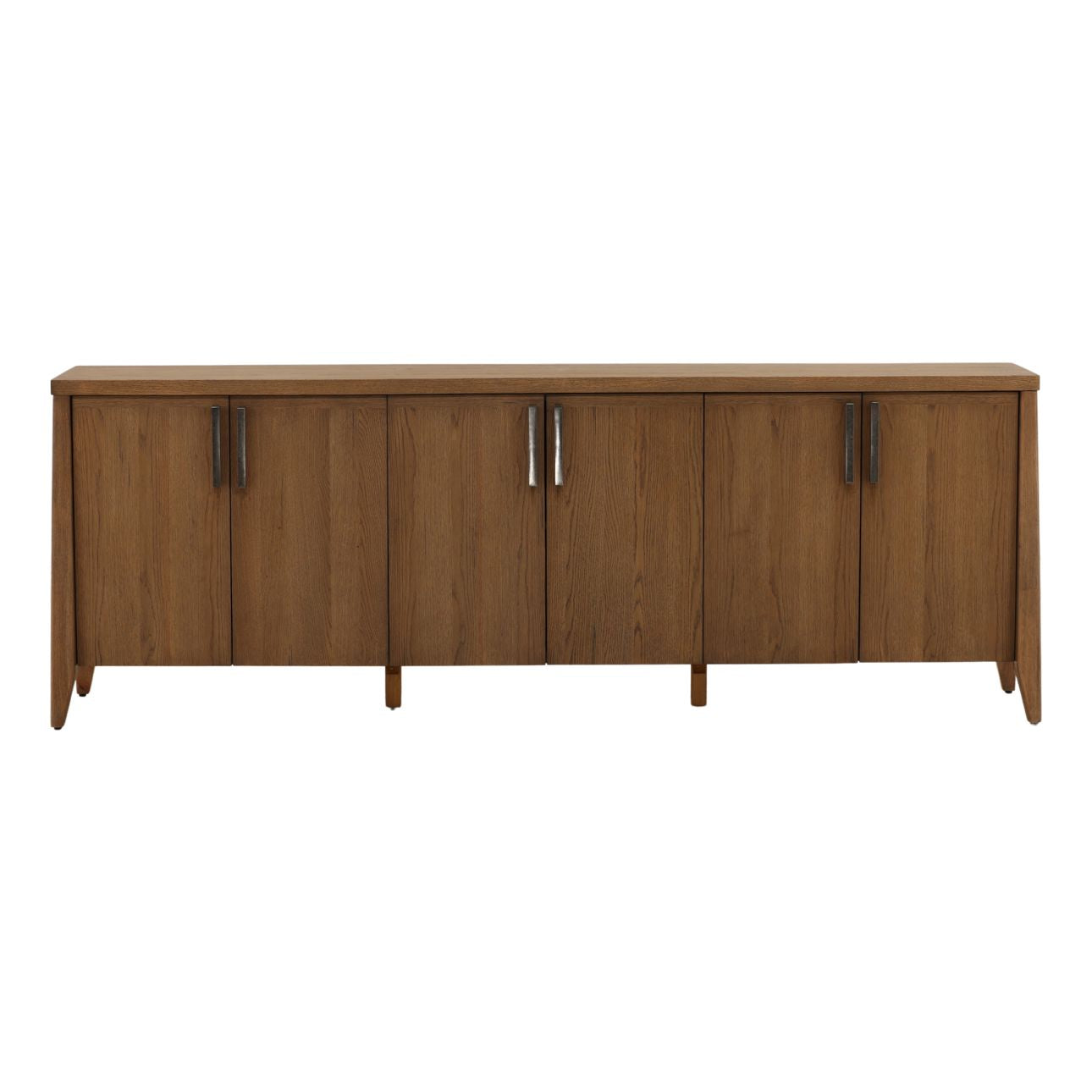 Brown Rubber Wood and Oak Veneer Sideboard 95.5 in Wide