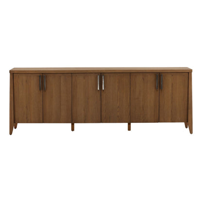 Brown Rubber Wood and Oak Veneer Sideboard 95.5 in Wide