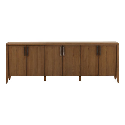 Brown Rubber Wood and Oak Veneer Sideboard 95.5 in Wide