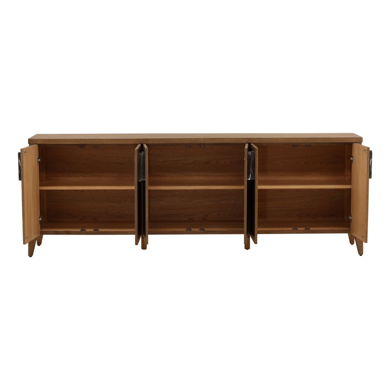 Brown Rubber Wood and Oak Veneer Sideboard 95.5 in Wide