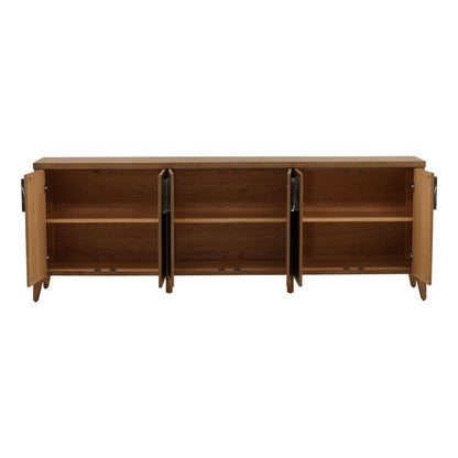 Brown Rubber Wood and Oak Veneer Sideboard 95.5 in Wide