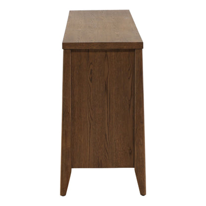 Brown Rubber Wood and Oak Veneer Sideboard 95.5 in Wide