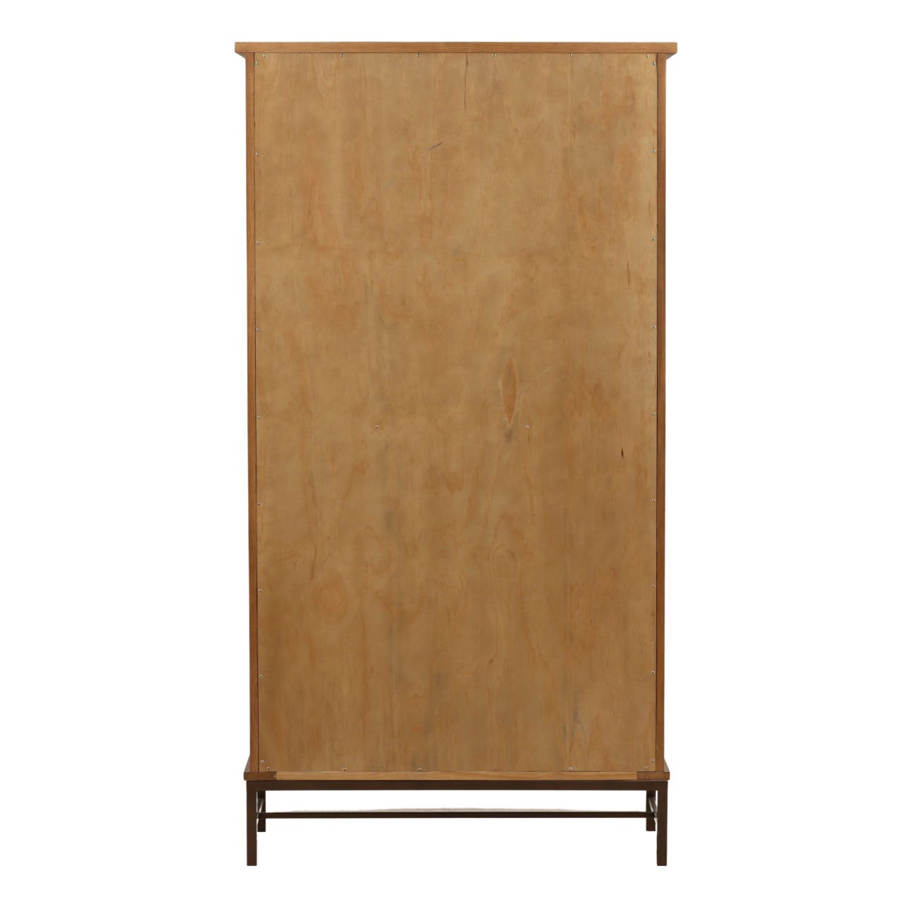 Dark Brown and Bronze Oak Wood, Oak Veneer and Iron Cabinet 41.5 in Wide