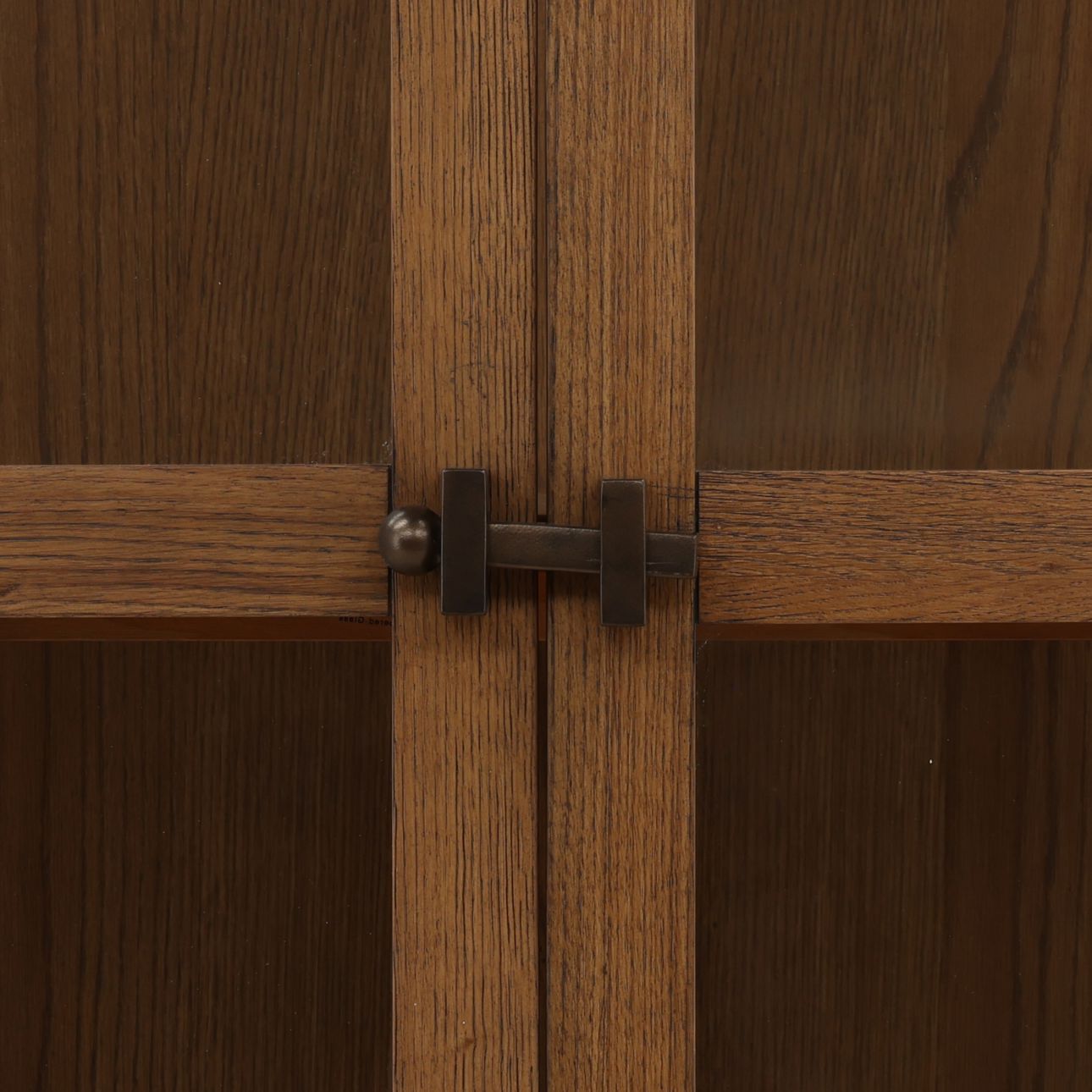 Dark Brown and Bronze Oak Wood, Oak Veneer and Iron Cabinet 41.5 in Wide