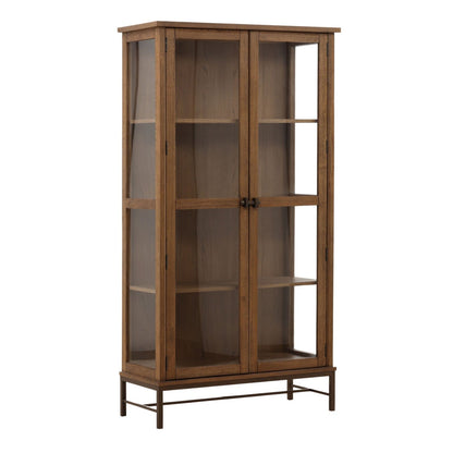 Dark Brown and Bronze Oak Wood, Oak Veneer and Iron Cabinet 41.5 in Wide