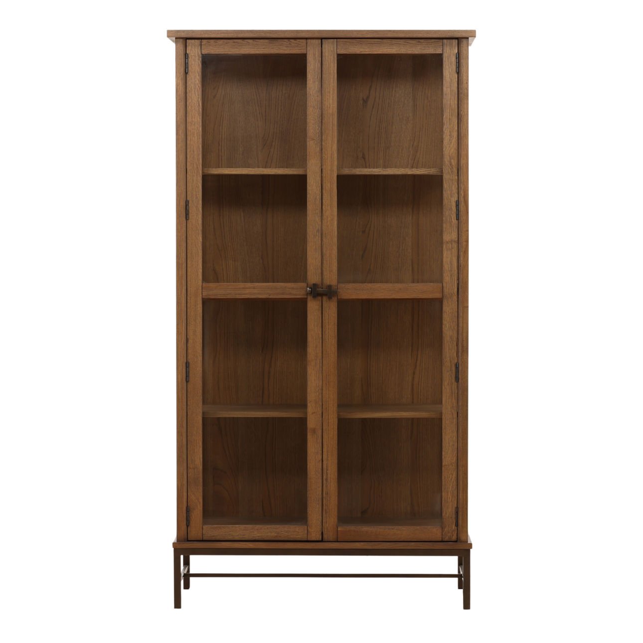 Dark Brown and Bronze Oak Wood, Oak Veneer and Iron Cabinet 41.5 in Wide