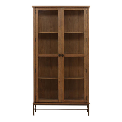 Dark Brown and Bronze Oak Wood, Oak Veneer and Iron Cabinet 41.5 in Wide