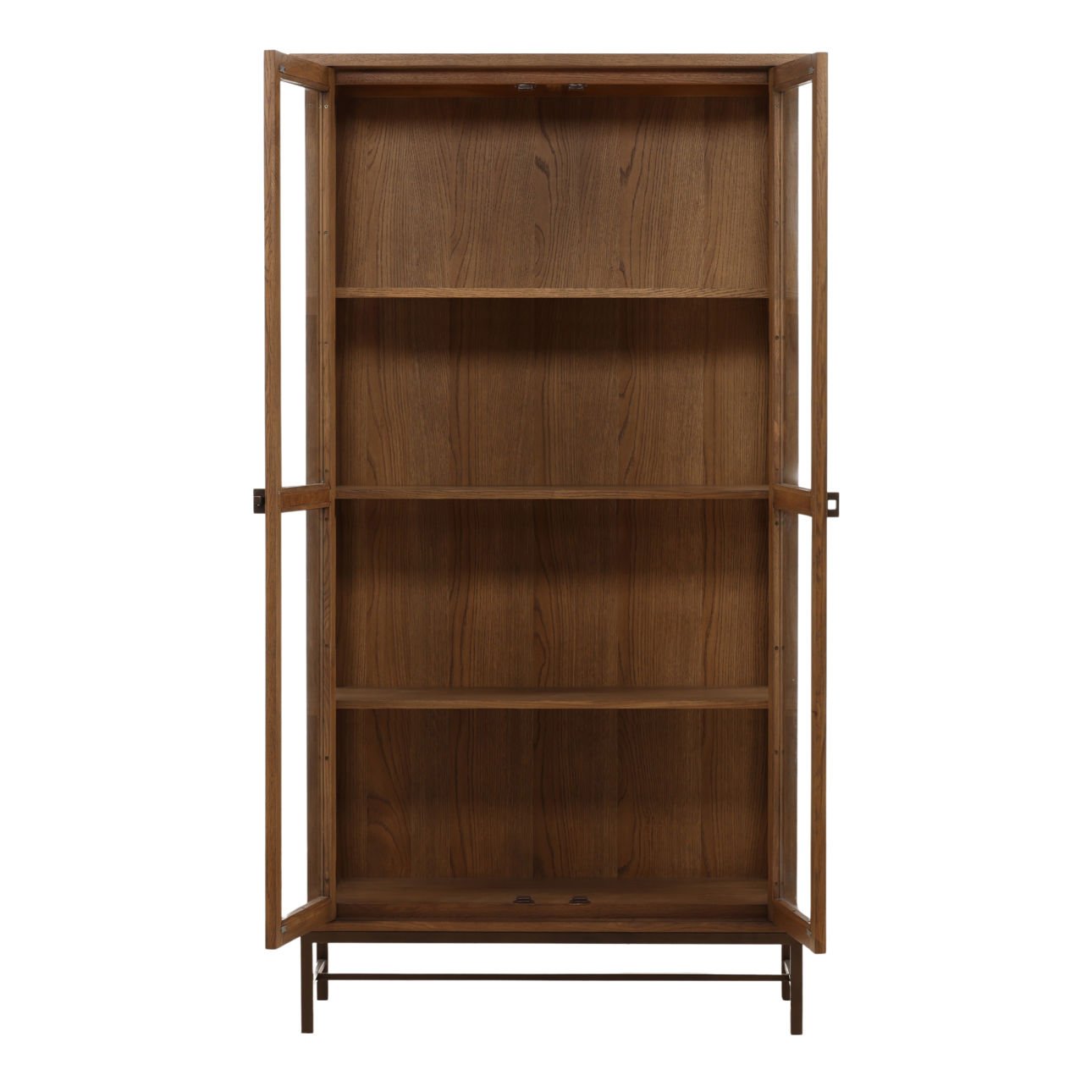 Dark Brown and Bronze Oak Wood, Oak Veneer and Iron Cabinet 41.5 in Wide