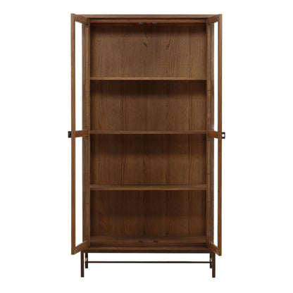 Dark Brown and Bronze Oak Wood, Oak Veneer and Iron Cabinet 41.5 in Wide
