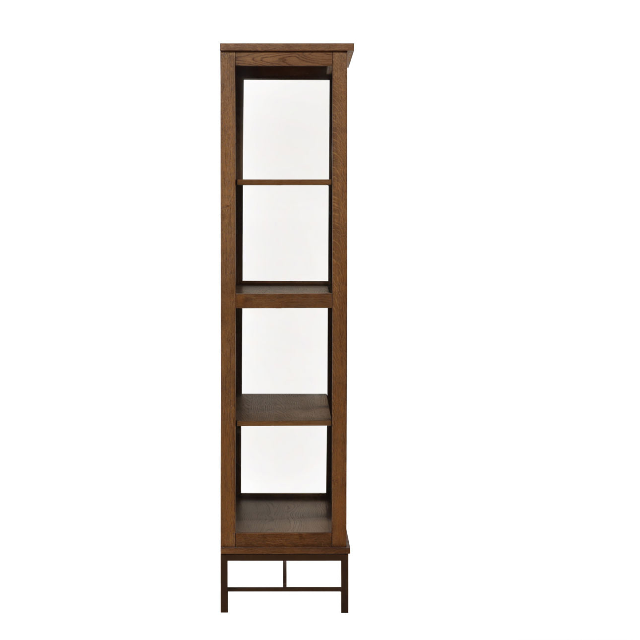 Dark Brown and Bronze Oak Wood, Oak Veneer and Iron Cabinet 41.5 in Wide
