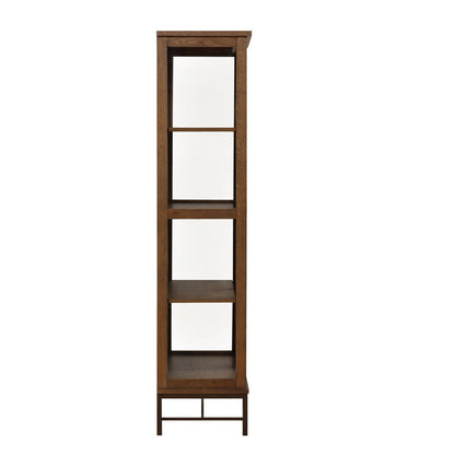 Dark Brown and Bronze Oak Wood, Oak Veneer and Iron Cabinet 41.5 in Wide