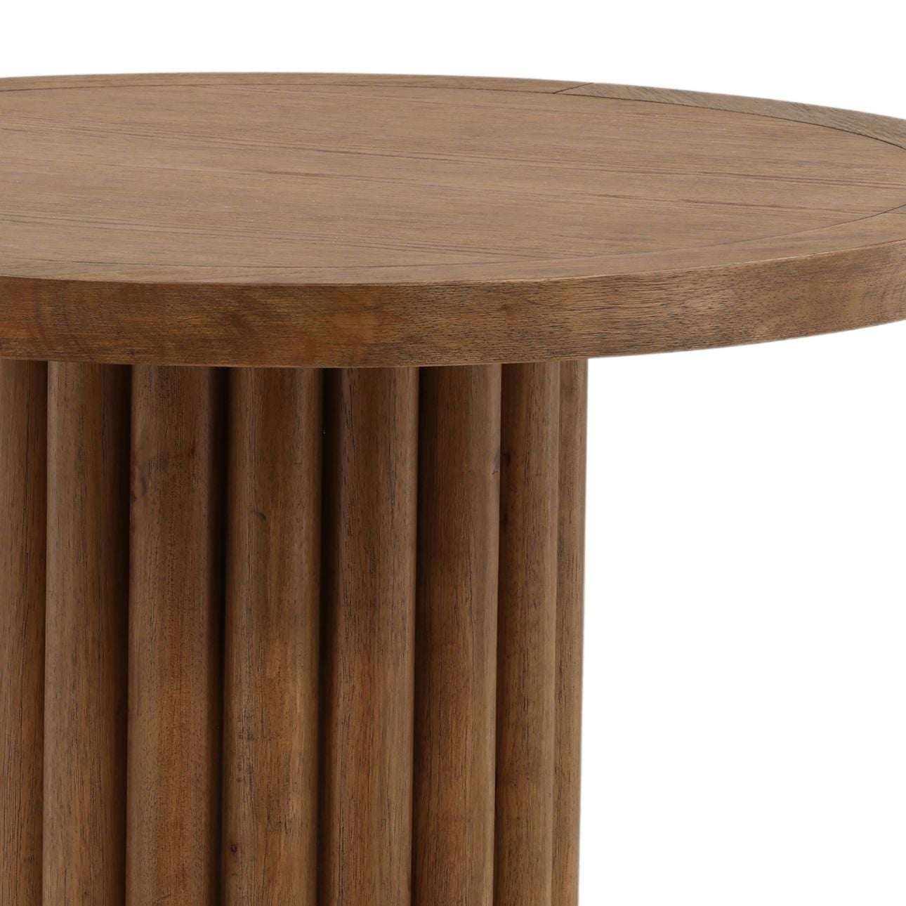 Dark Brown Rubber Wood and Oak Veneer Table 38 in Wide