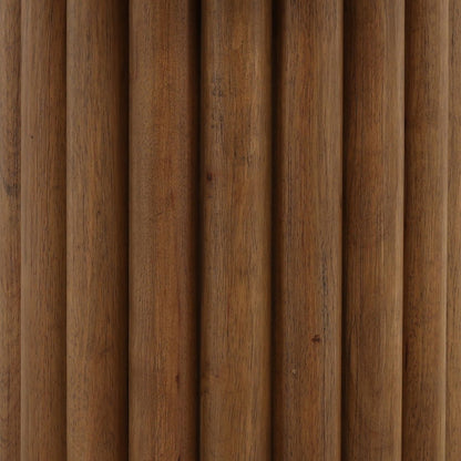 Dark Brown Rubber Wood and Oak Veneer Table 38 in Wide