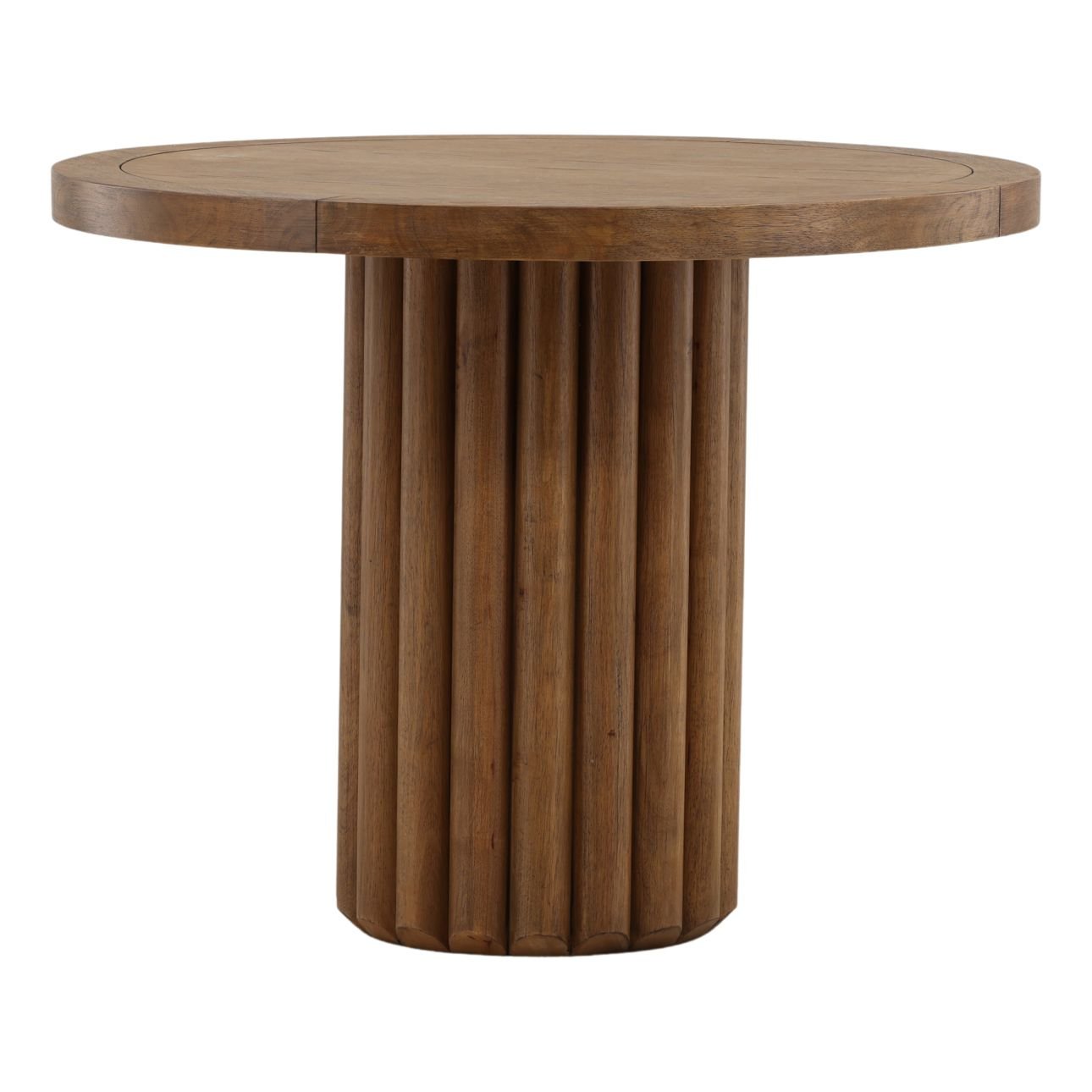 Dark Brown Rubber Wood and Oak Veneer Table 38 in Wide