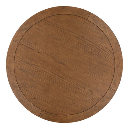 Dark Brown Rubber Wood and Oak Veneer Table 38 in Wide