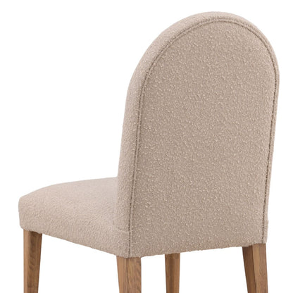 Sand and Natural Boucle Fabric and Oak Wood Chair 20.5 in Wide