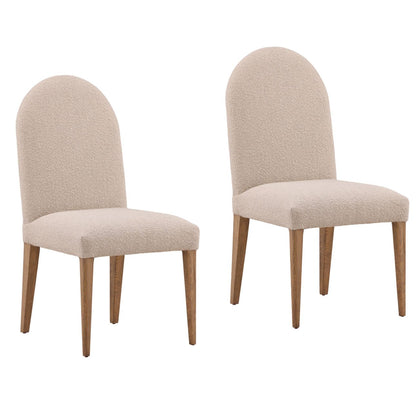 Sand and Natural Boucle Fabric and Oak Wood Chair 20.5 in Wide