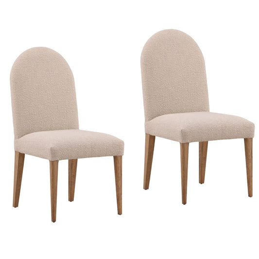 Heritage Boucle Fabric and Oak Wood Dining Chair