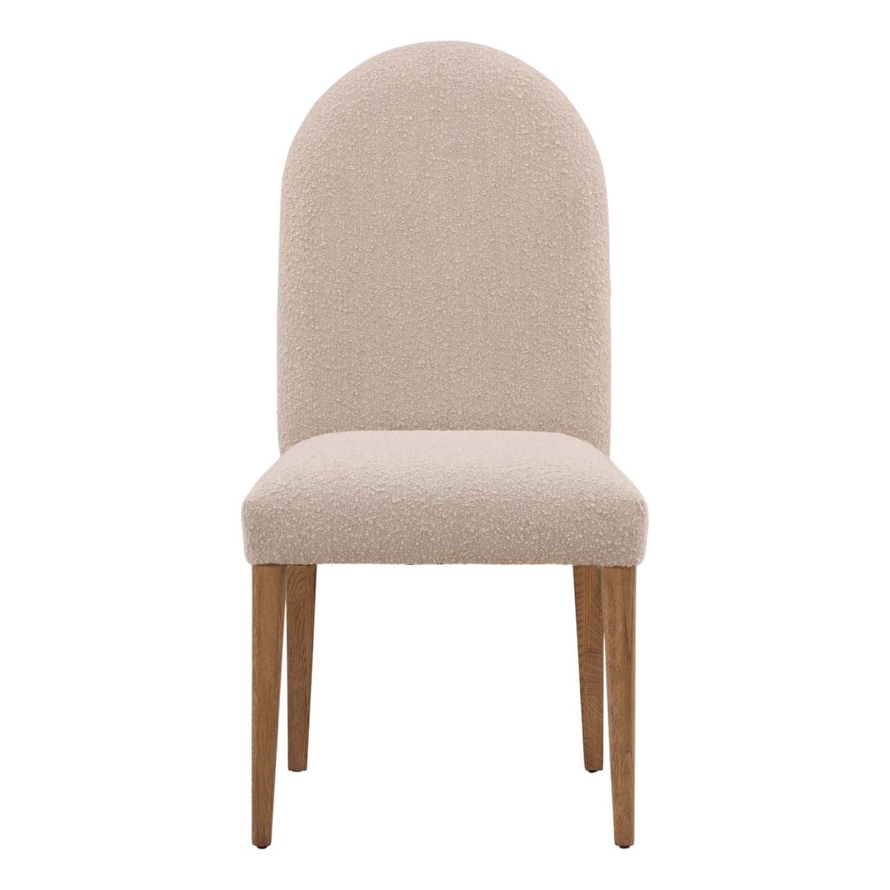 Sand and Natural Boucle Fabric and Oak Wood Chair 20.5 in Wide