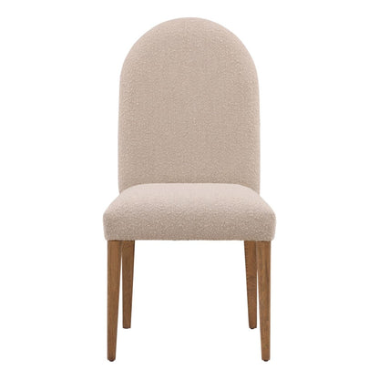 Sand and Natural Boucle Fabric and Oak Wood Chair 20.5 in Wide
