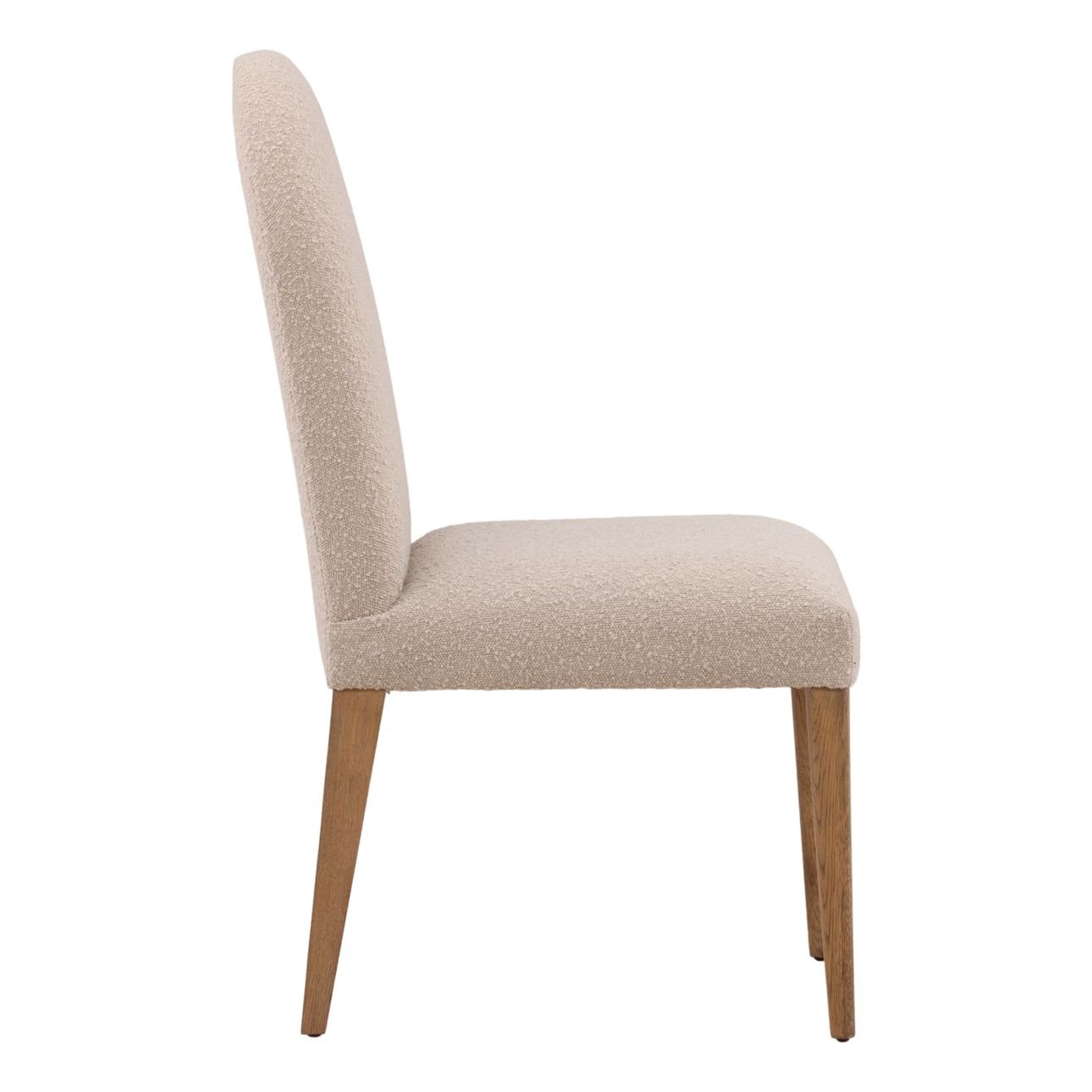 Sand and Natural Boucle Fabric and Oak Wood Chair 20.5 in Wide