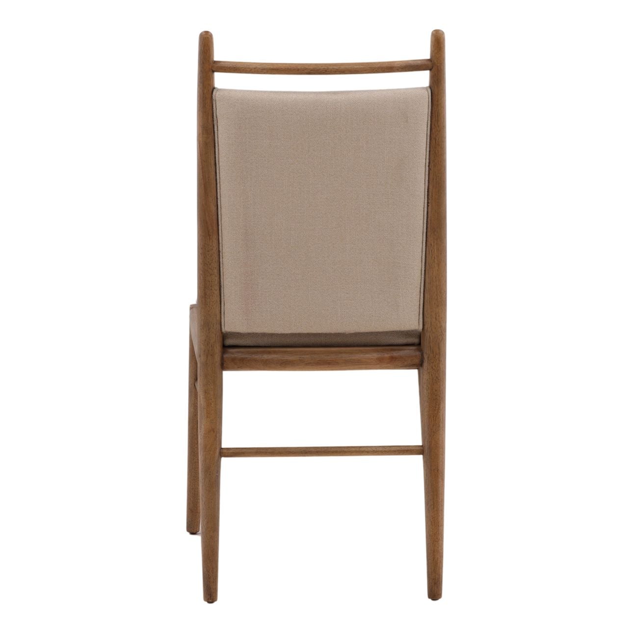 Beige and Dark Brown Basketweave Fabric and Rubber Wood Chair 19 in Wide