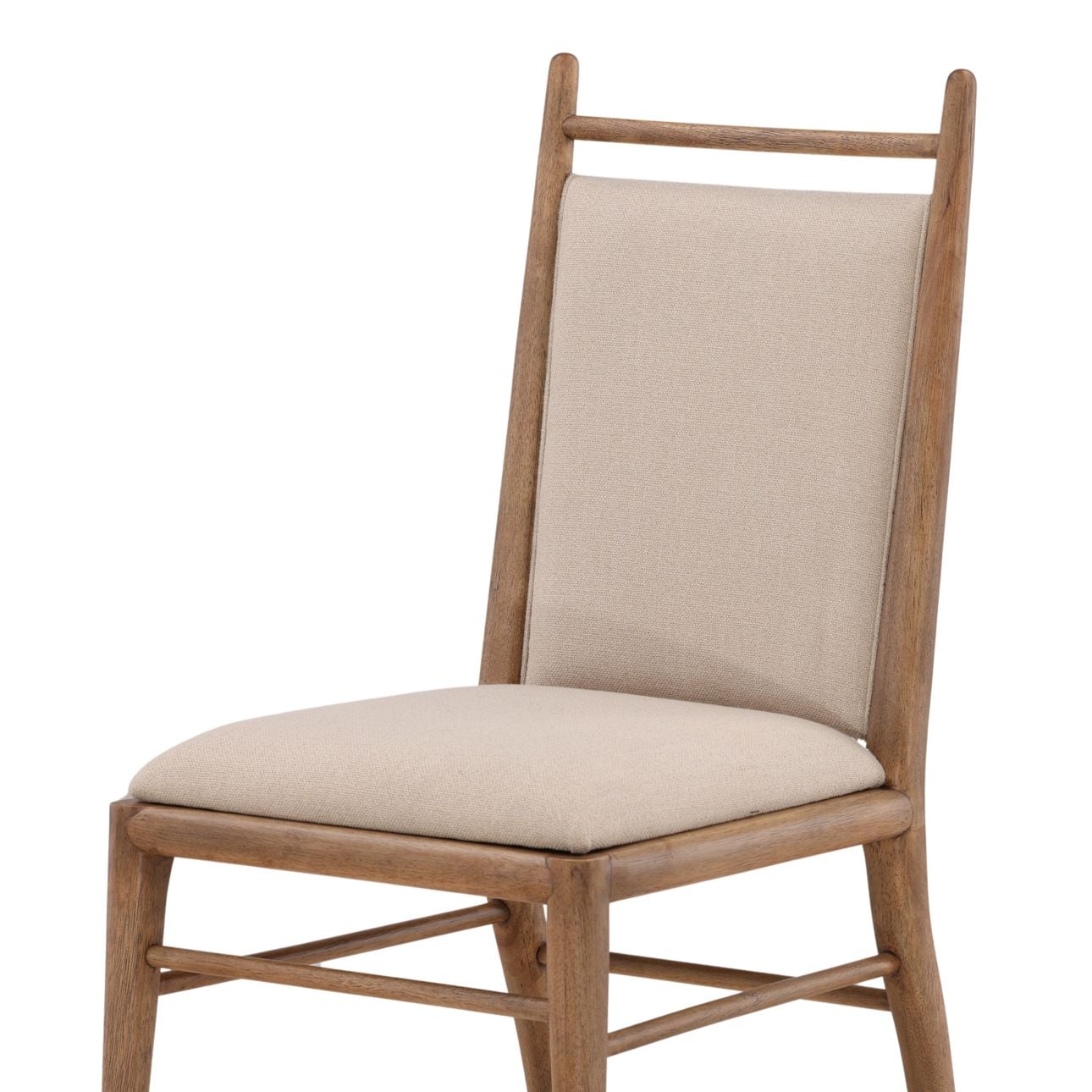 Beige and Dark Brown Basketweave Fabric and Rubber Wood Chair 19 in Wide